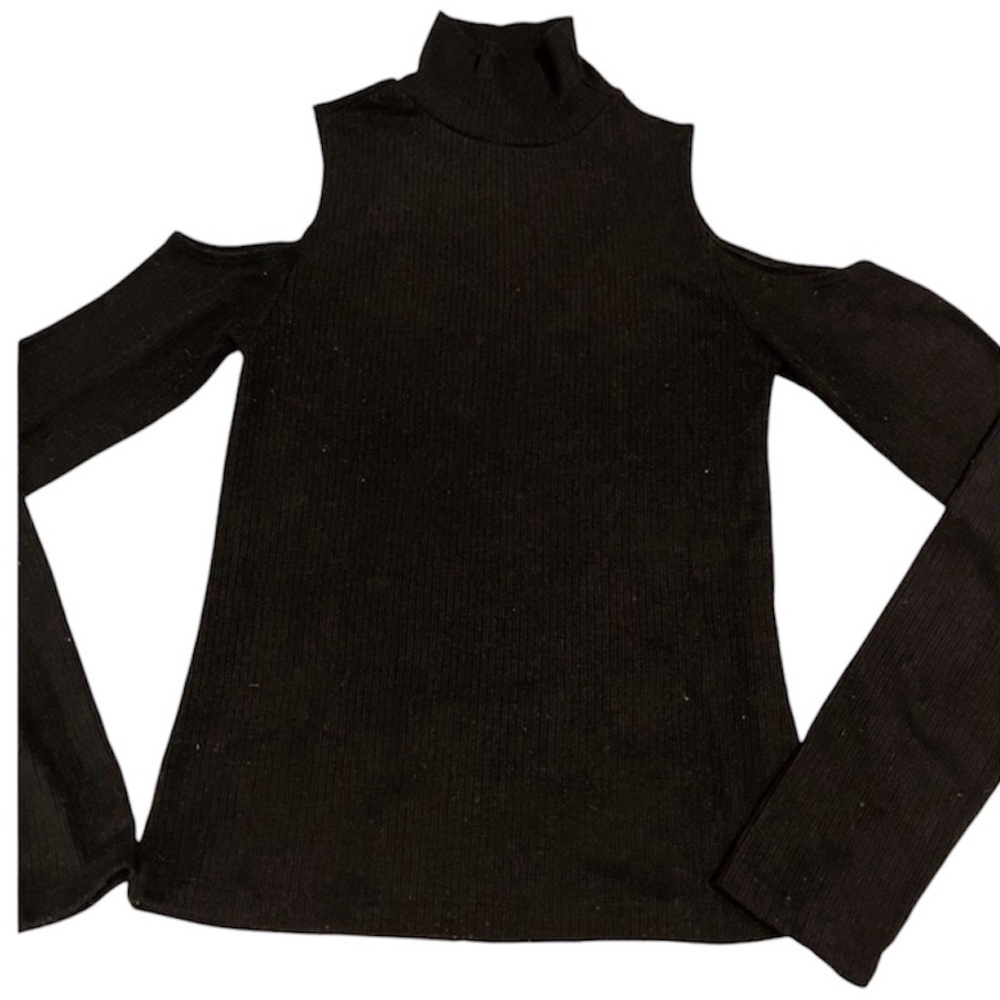 Zara Cold Shoulder Knit Turtleneck Sweater Top